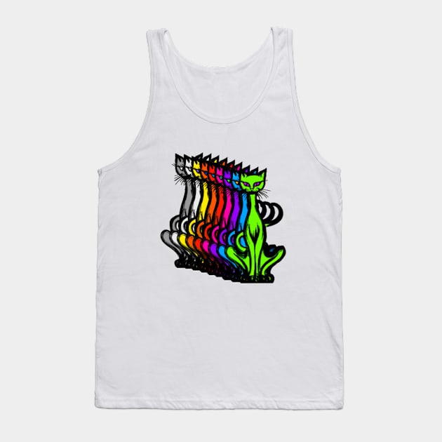 Retro 1970's Funky Groovy Multicolored Cats in a row Tank Top by iskybibblle